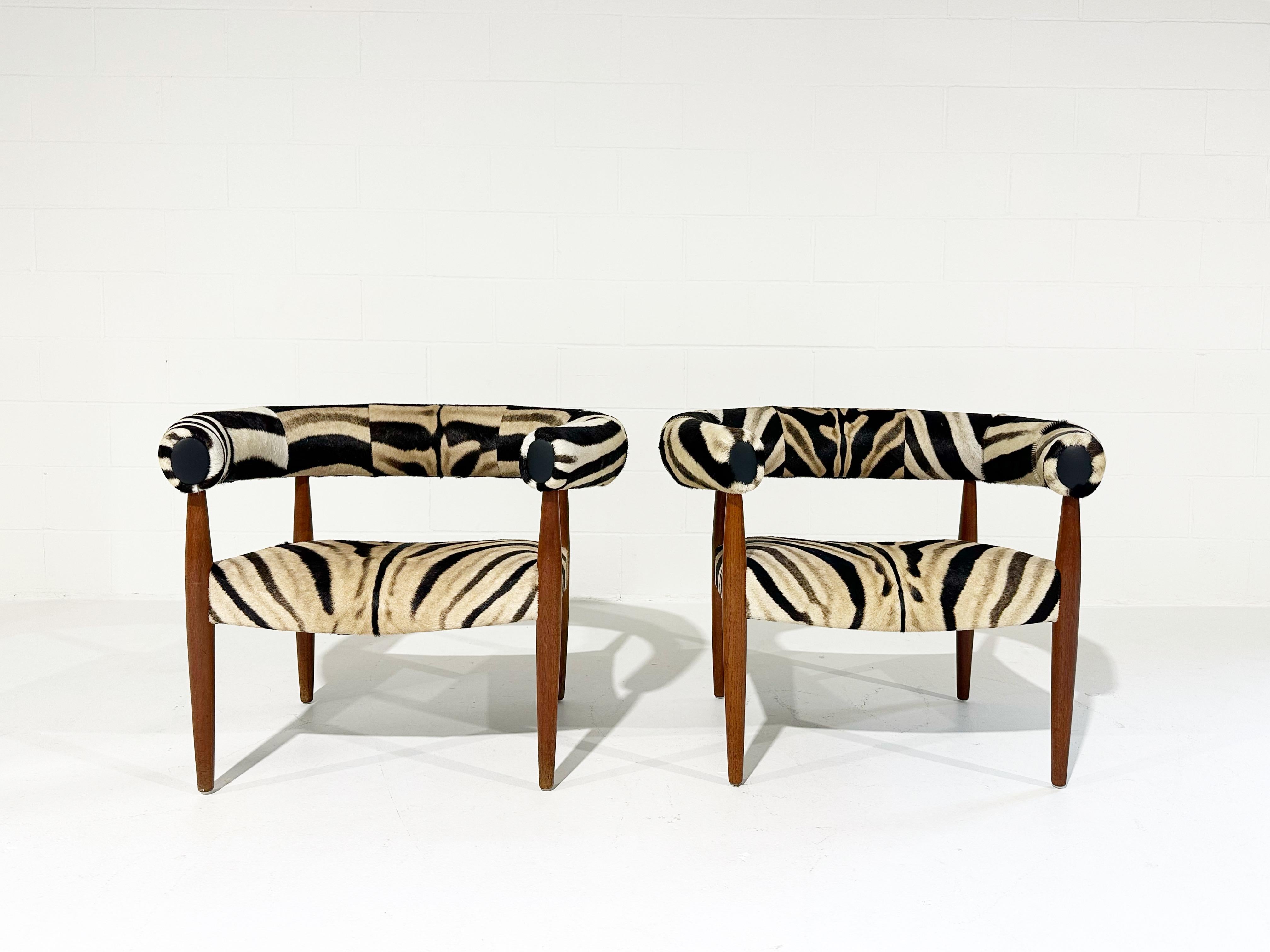Vintage Nanna and Jorgen Ditzel Ring Lounge Chairs in Zebra Hide For Sale 6