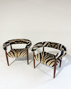 Vintage Nanna and Jorgen Ditzel Ring Lounge Chairs in Zebra Hide