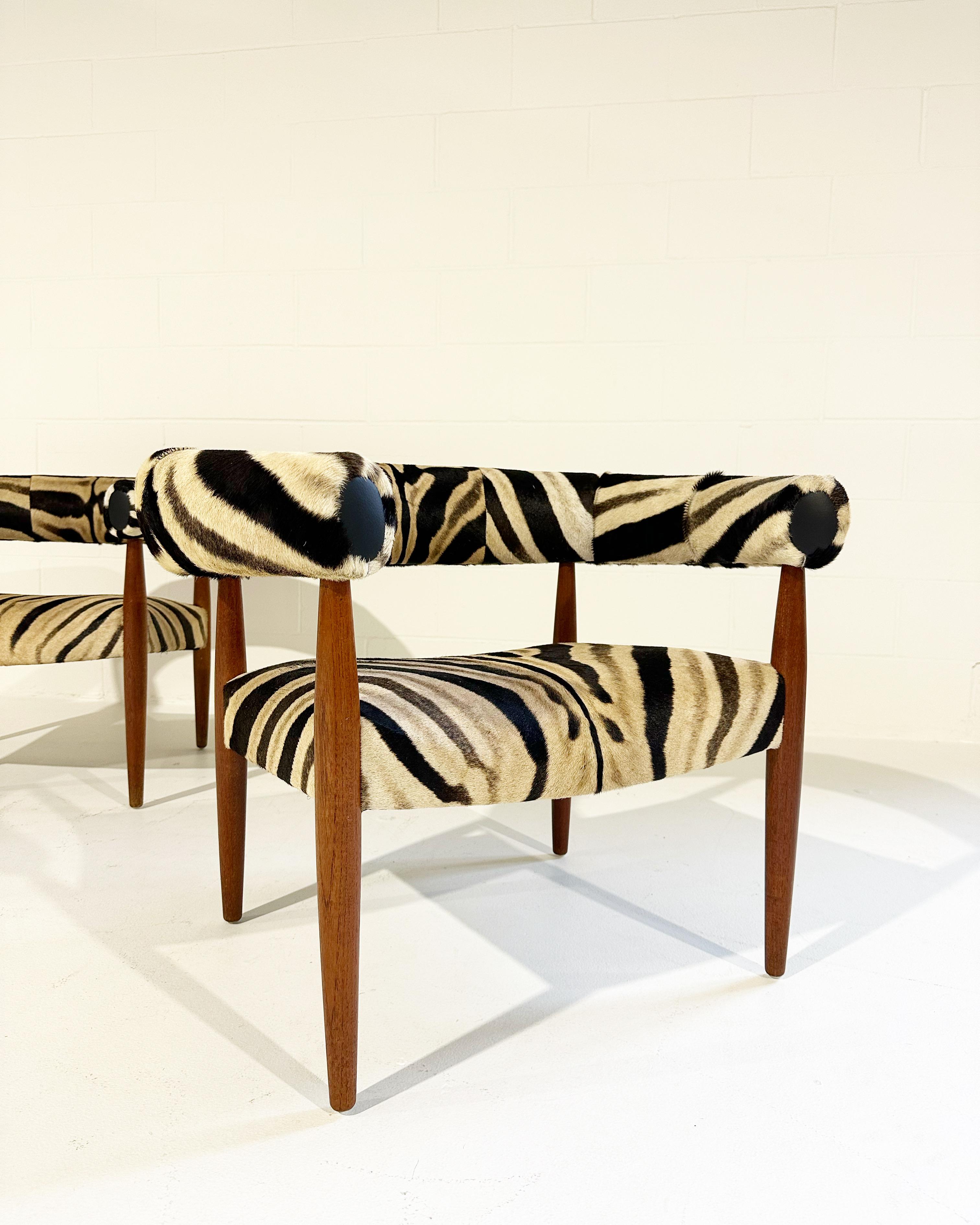 Danish Vintage Nanna and Jorgen Ditzel Ring Lounge Chairs in Zebra Hide For Sale