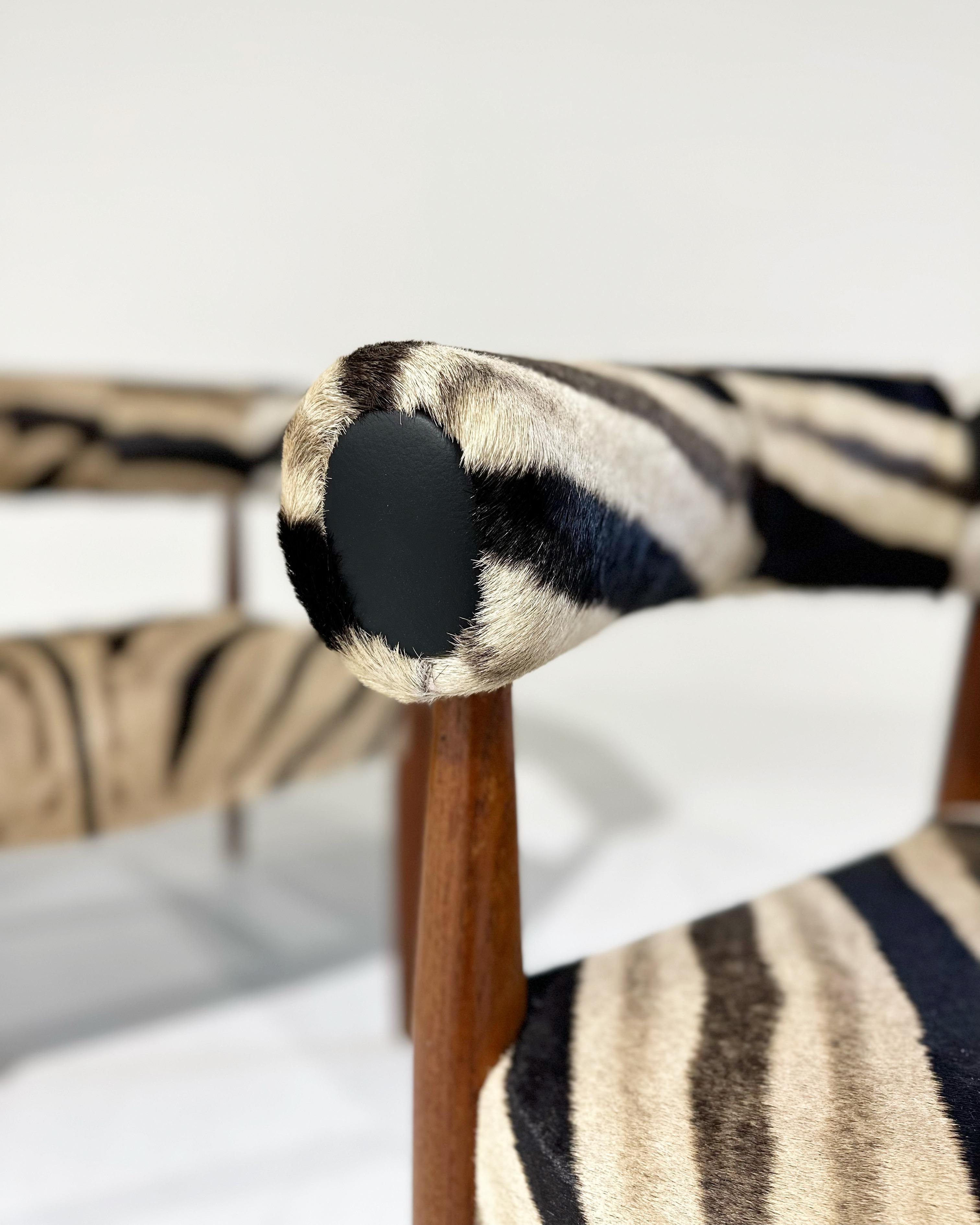 Leather Vintage Nanna and Jorgen Ditzel Ring Lounge Chairs in Zebra Hide For Sale