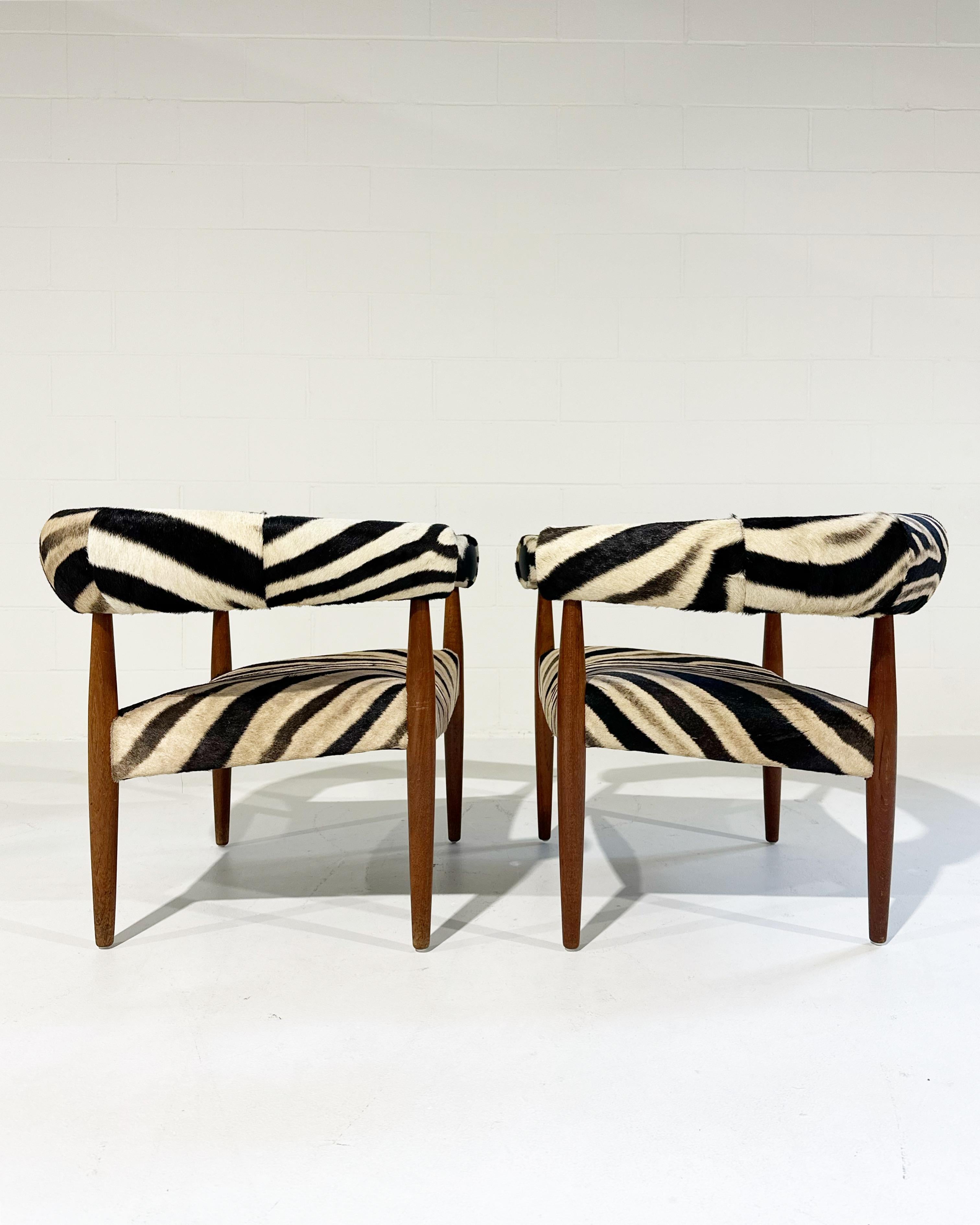 Vintage Nanna and Jorgen Ditzel Ring Lounge Chairs in Zebra Hide 1
