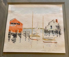 Vintage Nantucket Killen's Wharf Watercolor by Doris & Richard Beer, circa 1940