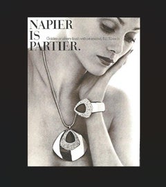 Vintage Napier Ad Piece Modernist Goldtone & Black Resin Clip Earrings
