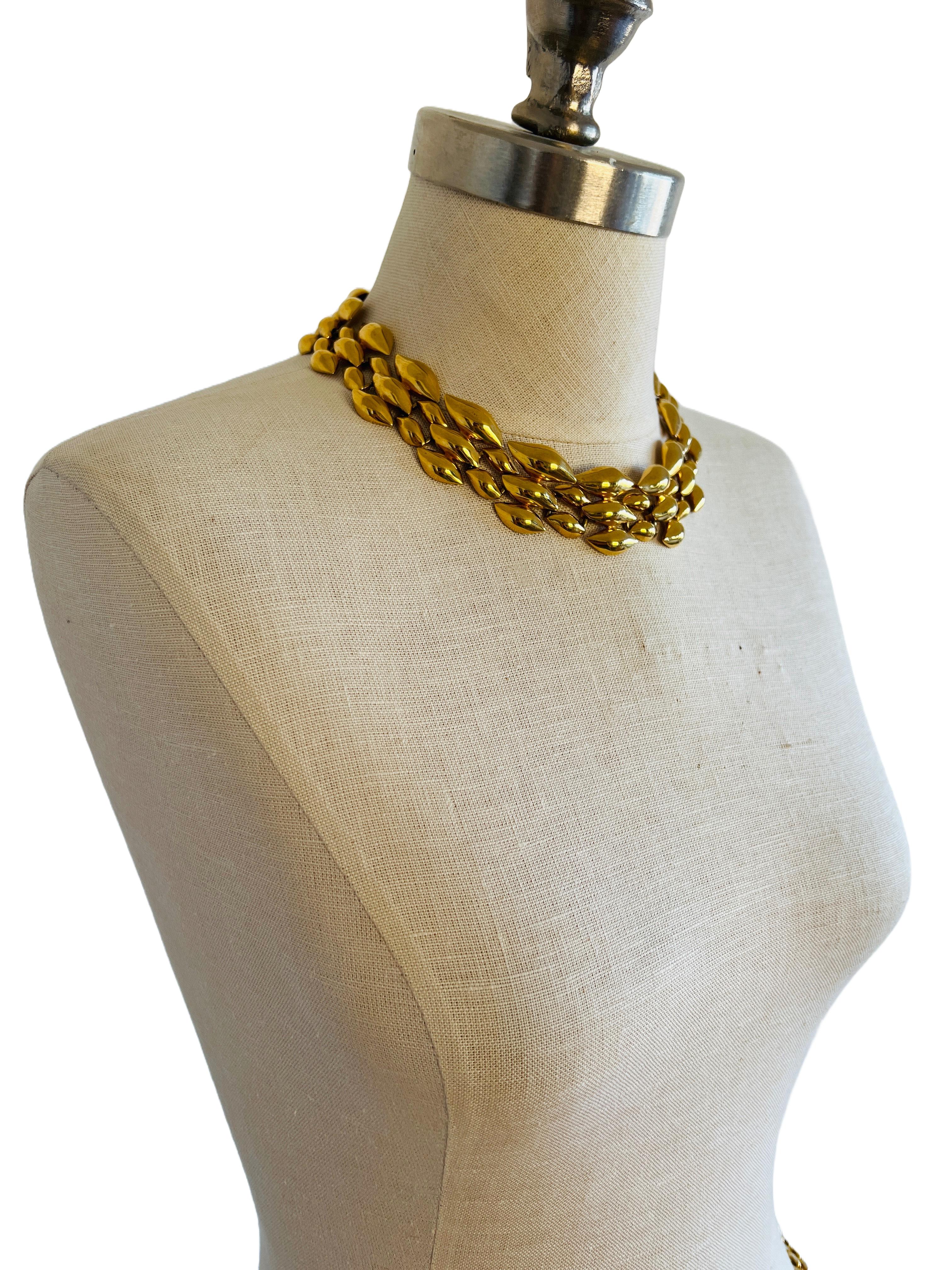 Vintage Napier Bold Gold Statement Choker Necklace In Good Condition In Sausalito, CA