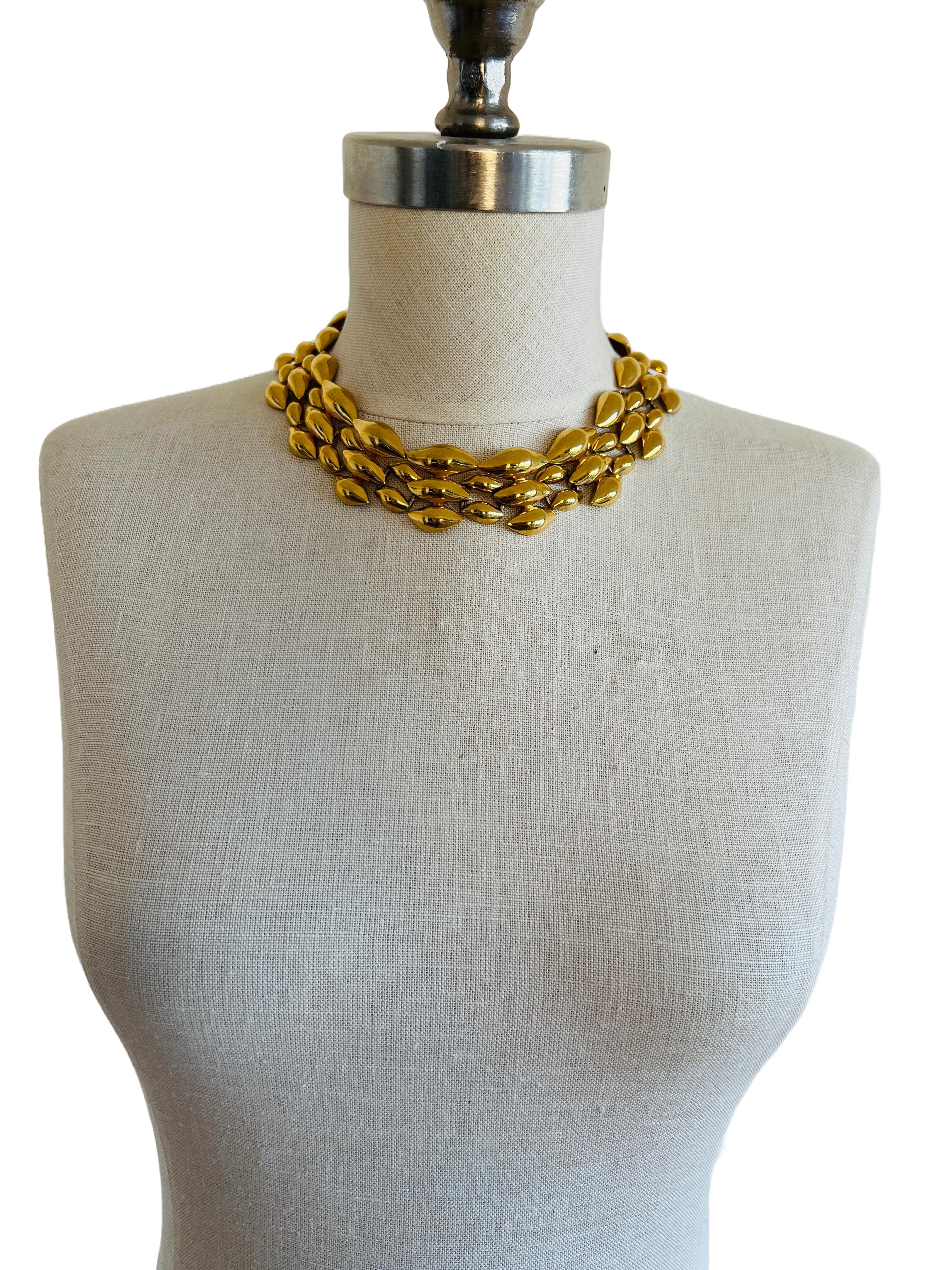 Women's Vintage Napier Bold Gold Statement Choker Necklace
