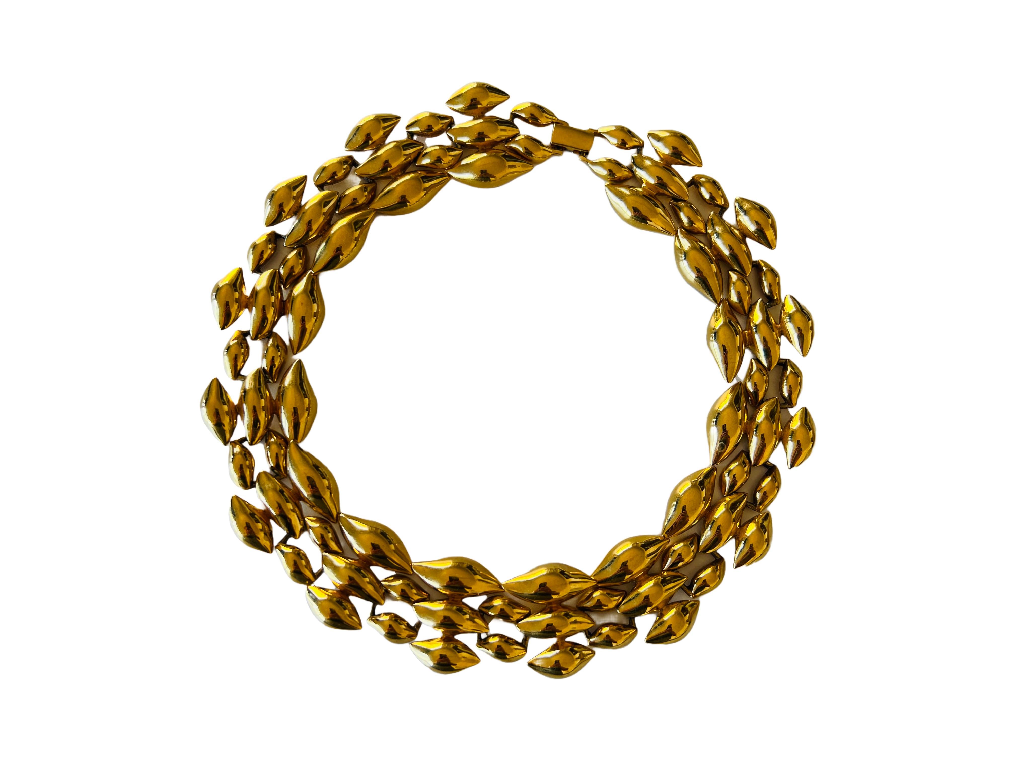 Vintage Napier Bold Gold Statement Choker Necklace 1