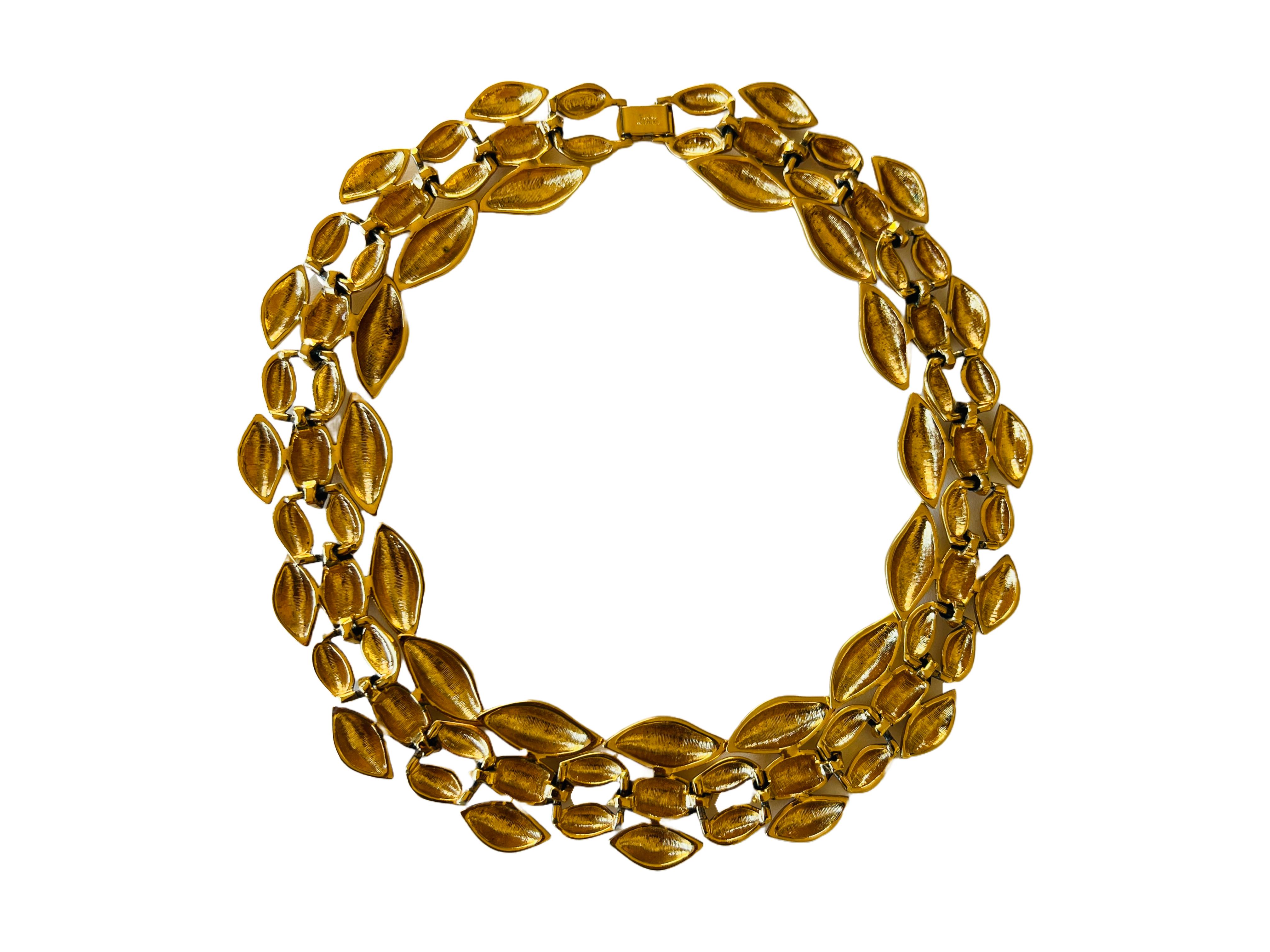 Vintage Napier Bold Gold Statement Choker Necklace 2
