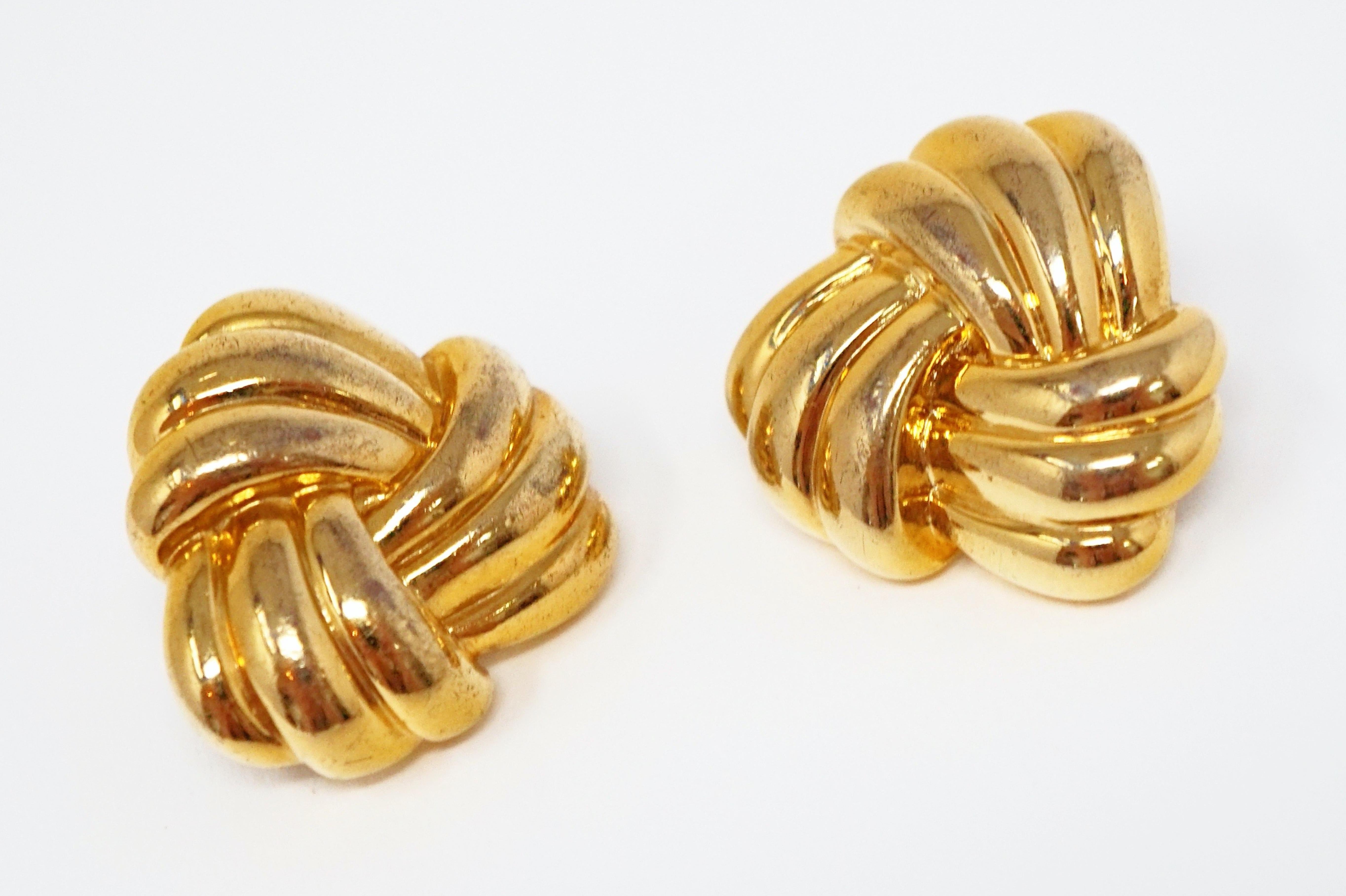 Women's Vintage Napier Gilded Knot Stud Statement Earrings, Signed