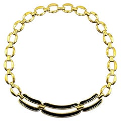 Collar de barra vintage Napier de oro y esmalte negro años 80