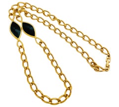Collar vintage NAPIER de eslabón de cadena de oro y esmalte negro de diseño de pasarela