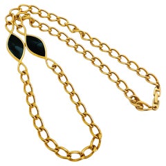 Collar vintage NAPIER de eslabón de cadena de oro y esmalte negro de diseño de pasarela