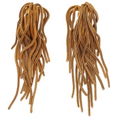 Retro Napier Gold Fringe Earrings, Signed, circa 1970s