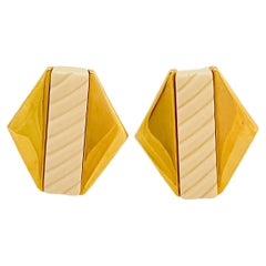 Vintage NAPIER gold lucite modernist runway earrings