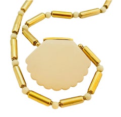 Vintage NAPIER gold lucite seashell necklace