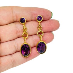 Pendientes vintage NAPIER chapados en oro con cristales de amatista