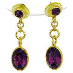 Pendientes vintage NAPIER chapados en oro con cristales de amatista