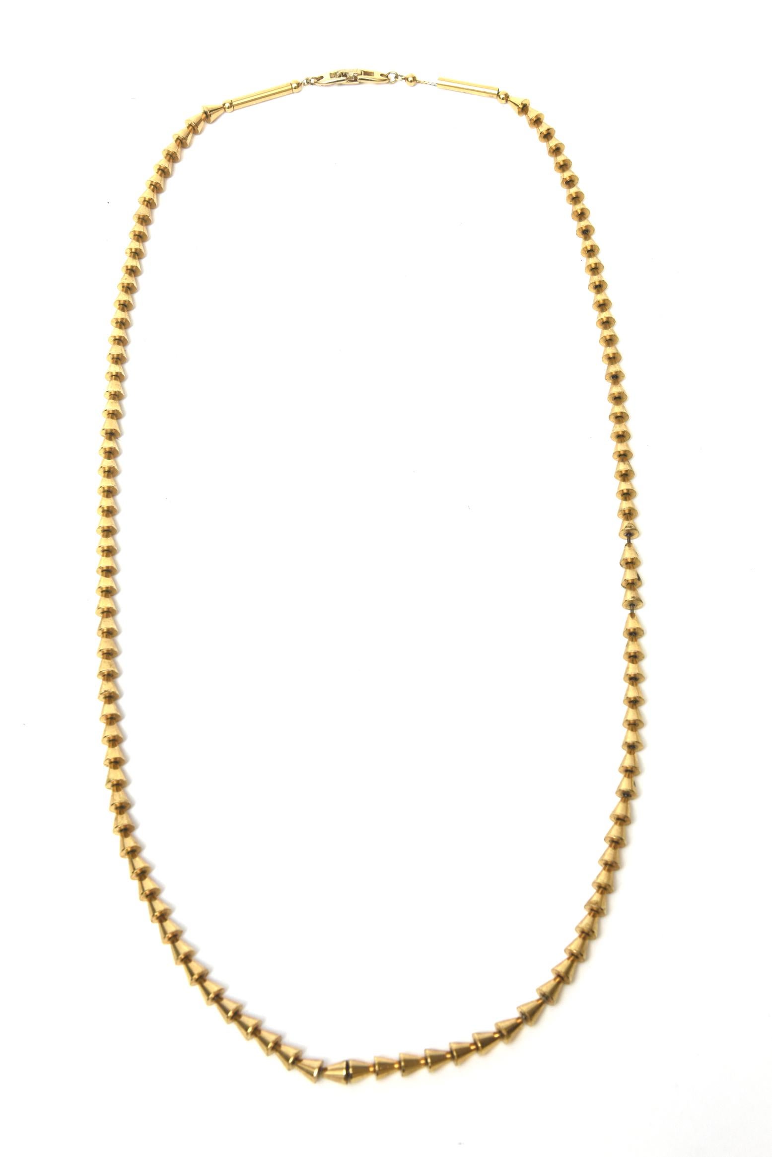 Gold Tone Link Necklace Retro Moderne