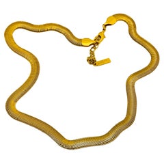 Vintage NAPIER gold snake chain designer runway necklace