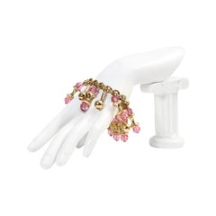 Vintage Napier Goldfarbenes baumelndes rosa Vintage-Armband Circa 1960er Jahre
