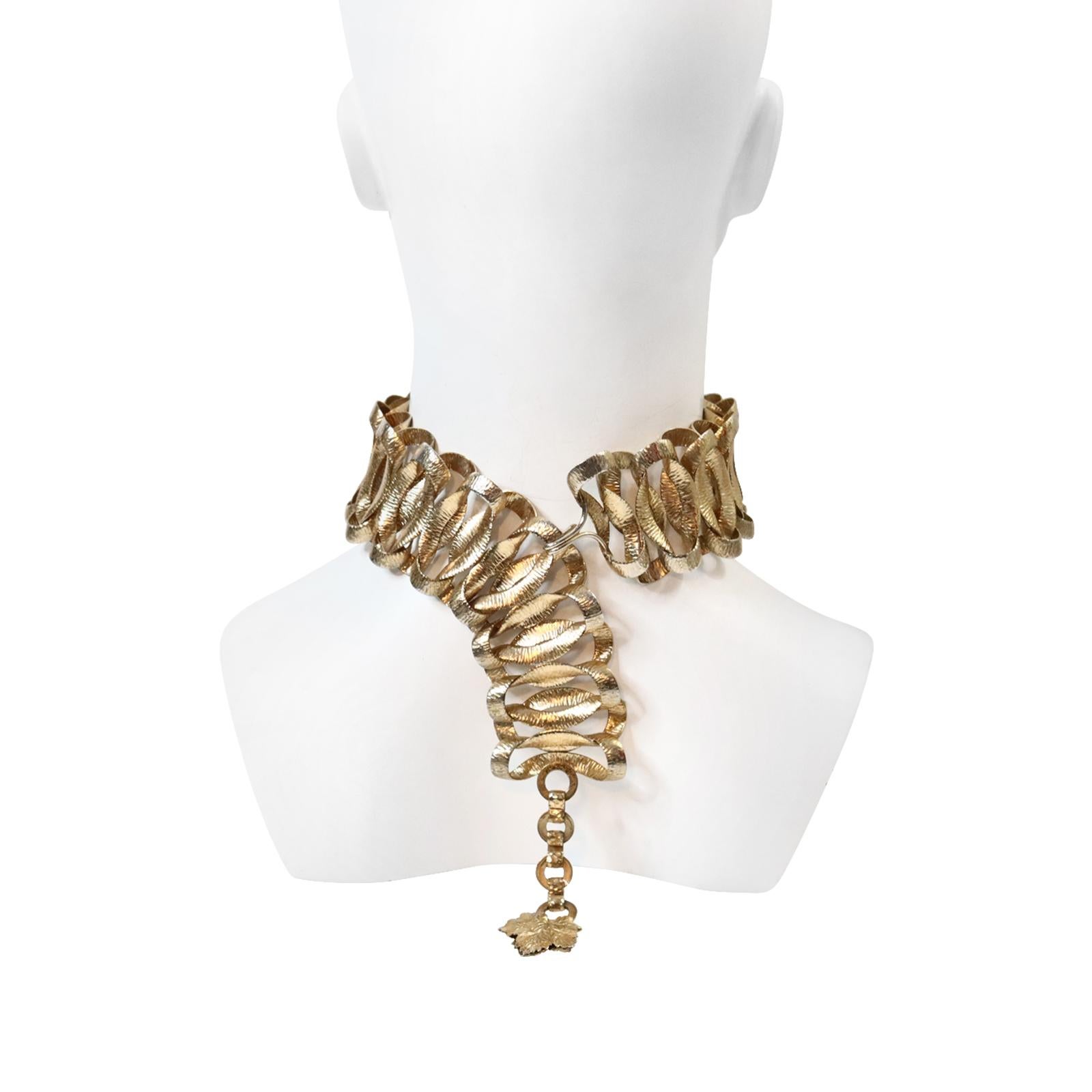 Vintage Napier Gold Tone Slinky Link Collar Choker Necklace Circa 1960s 5