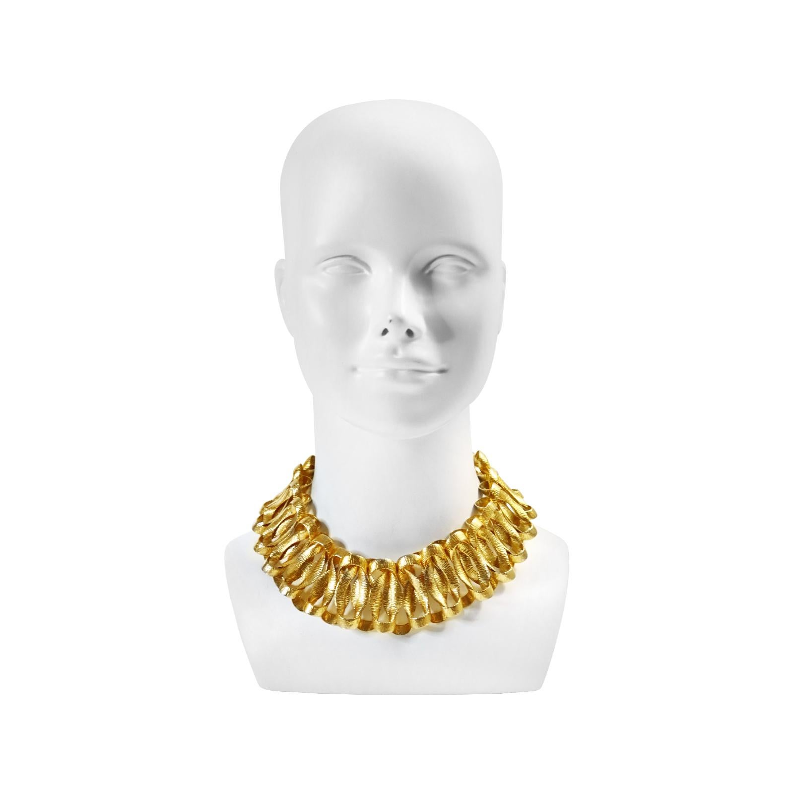Vintage Napier Gold Tone Slinky Link Collar Choker Necklace Circa 1960s 1