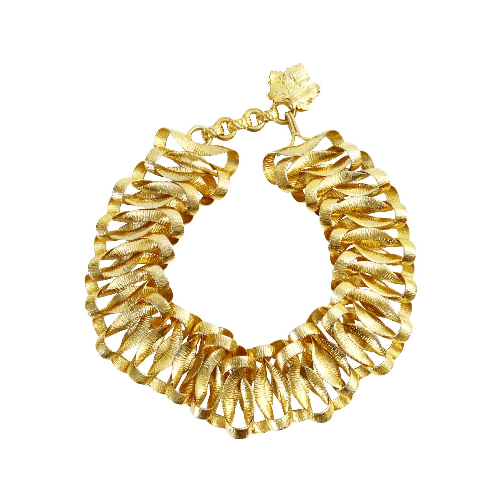 Vintage Napier Gold Tone Slinky Link Collar Choker Necklace Circa 1960s 2
