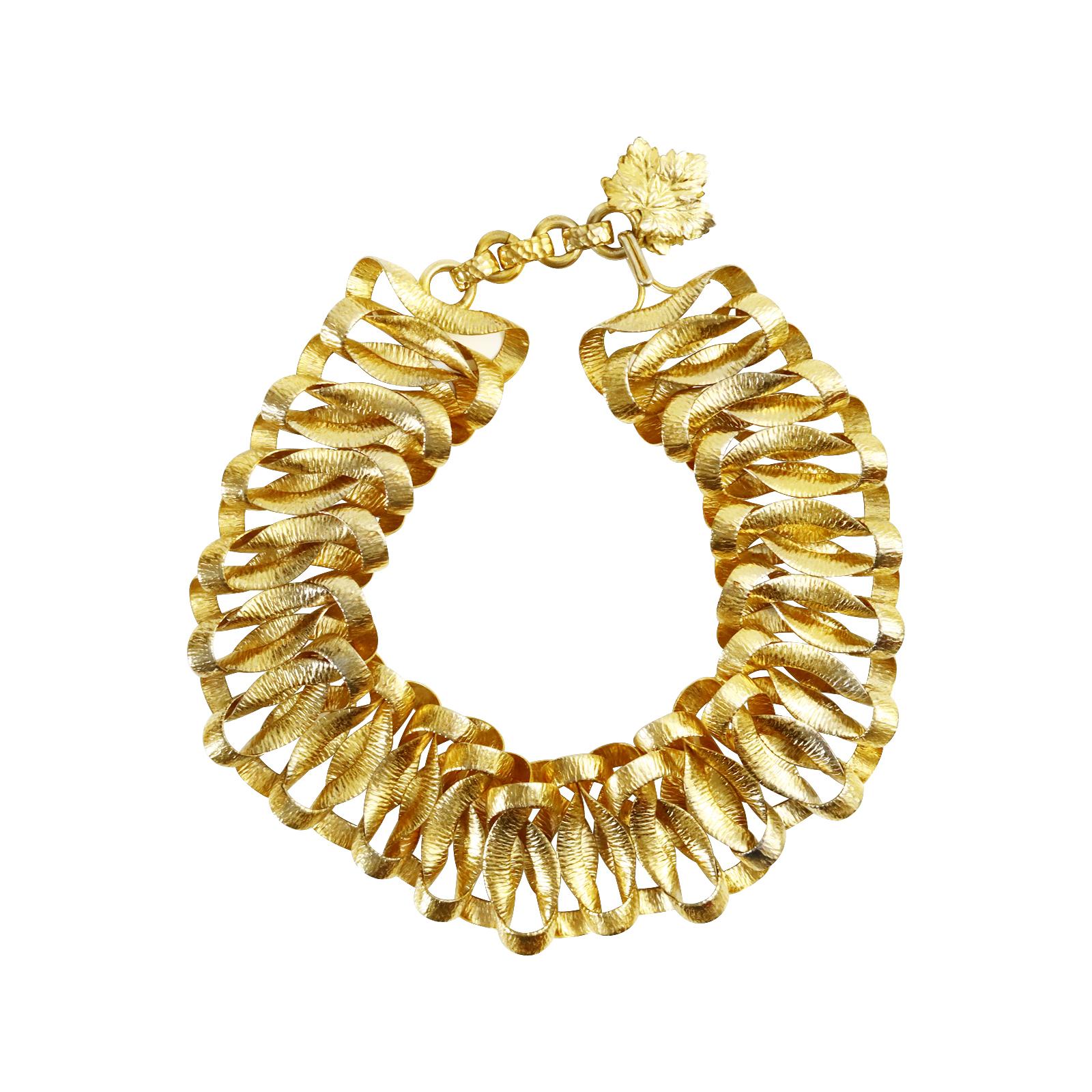 Women's or Men's Vintage Napier Gold Tone Slinky Link Collar Choker Necklace Circa 1960s For Sale