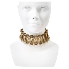Vintage Napier Gold Tone Slinky Link Collar Choker Necklace Circa 1960s