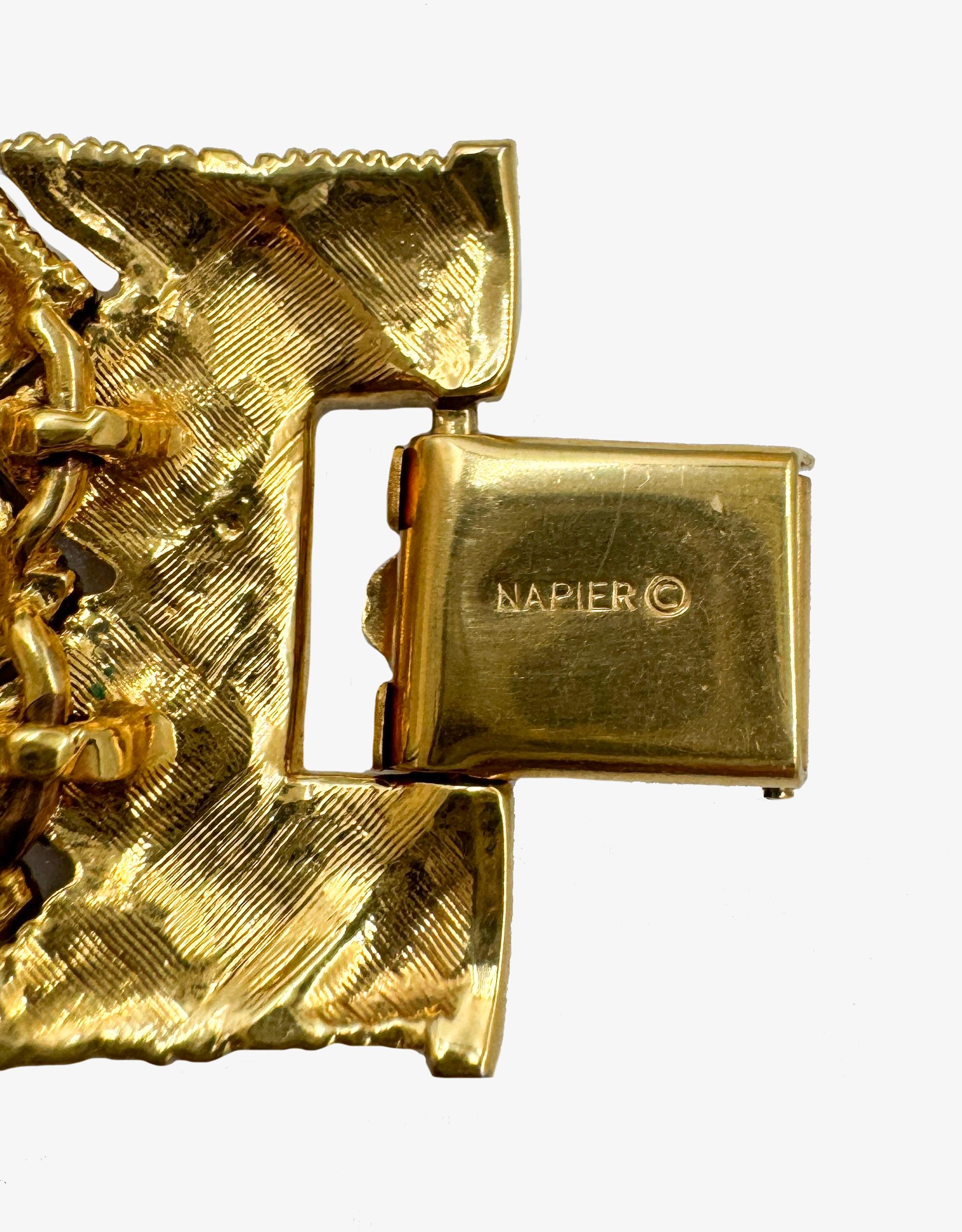 Vintage Napier gold-tone two-pieces set, chunky weave collar necklace & bracelet For Sale 2