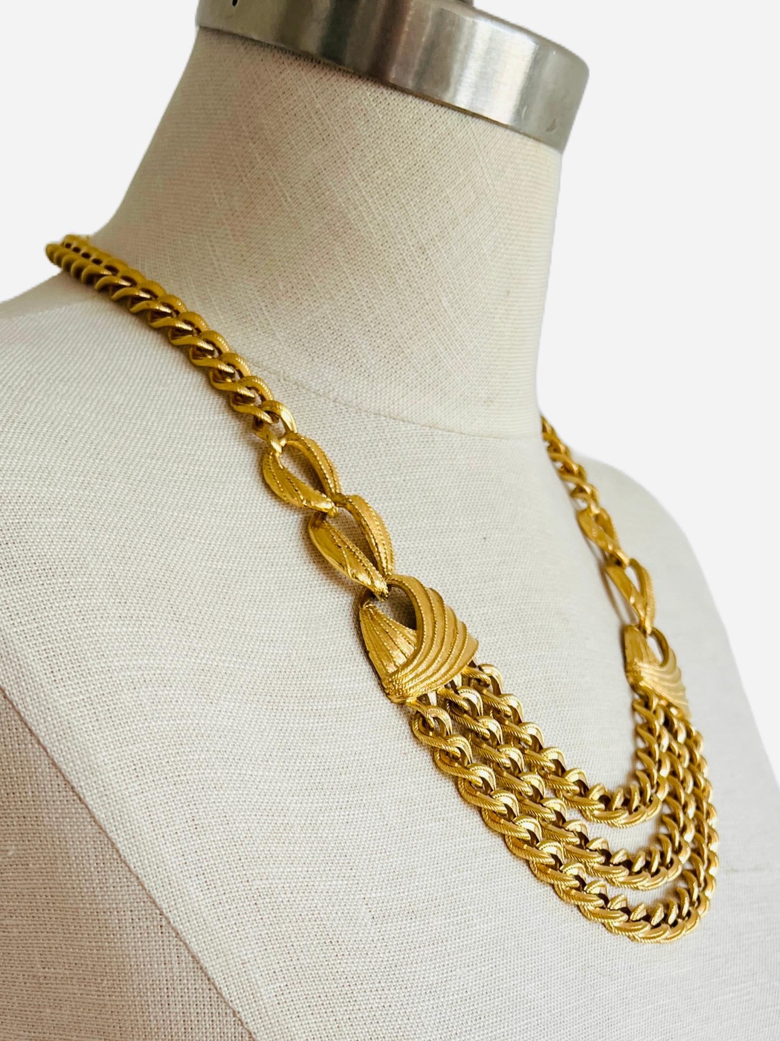 Vintage Napier Heavy Gold Multi Curb Cable Chain Statement Necklace For Sale 1
