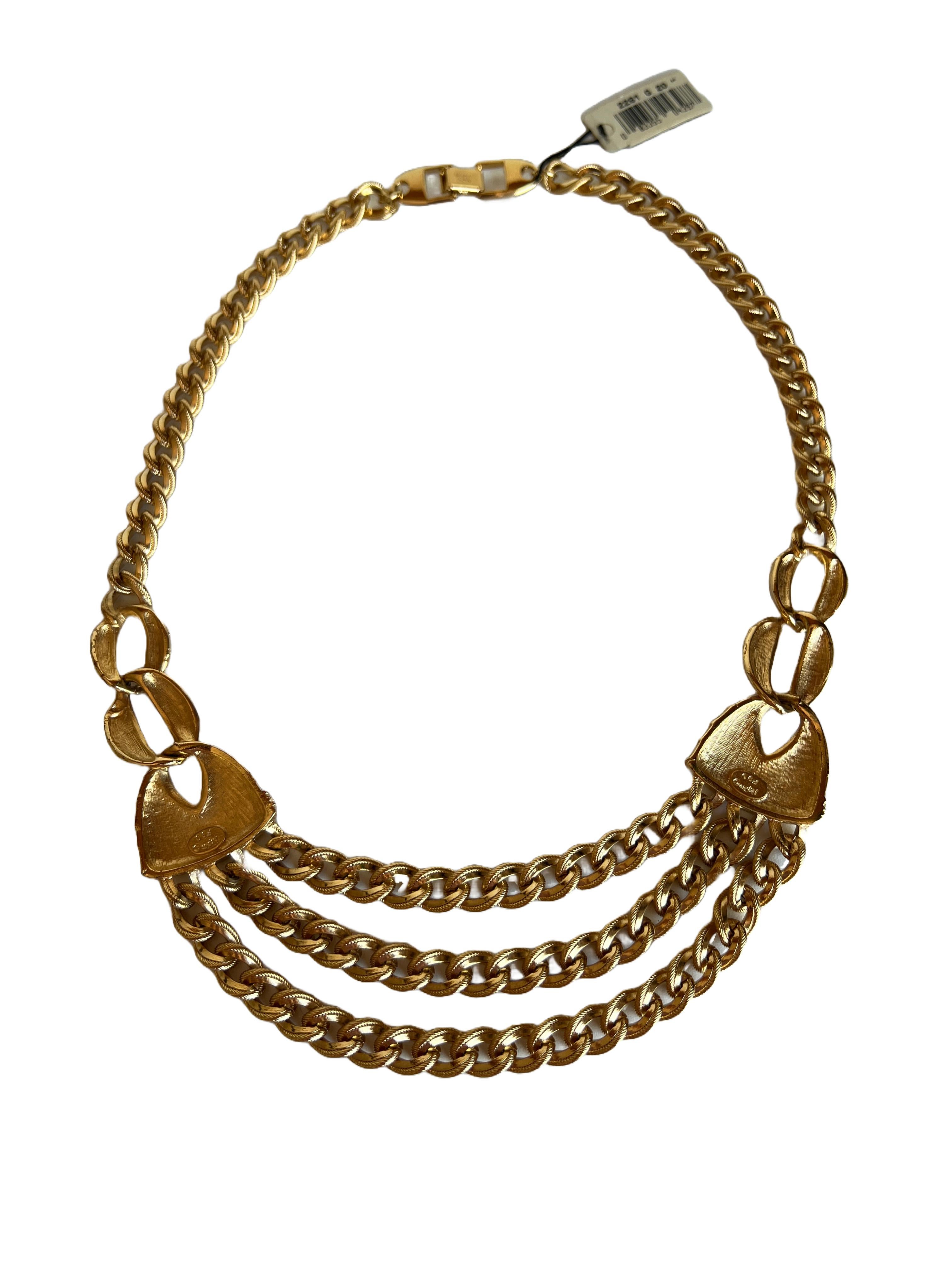Vintage Napier Heavy Gold Multi Curb Cable Chain Statement Necklace For Sale 4