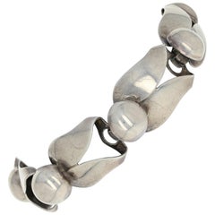 Vintage Napier Link Bracelet, Sterling Silver Leaves