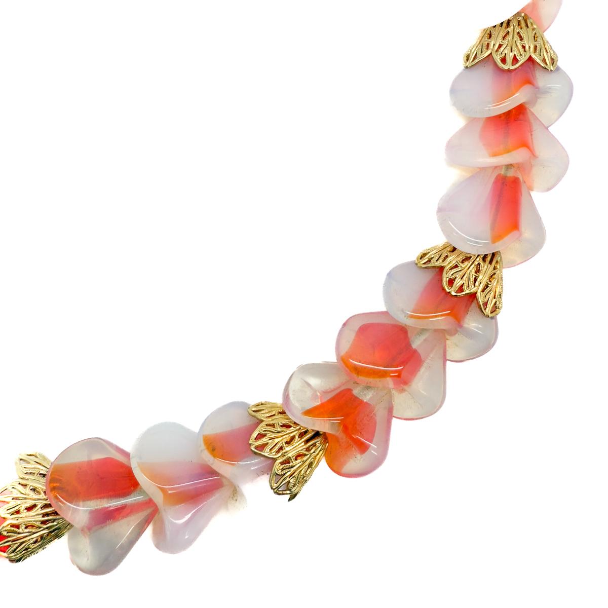 Vintage Napier Opaline Art Glass Necklace & Earring Set 1950s For Sale 1