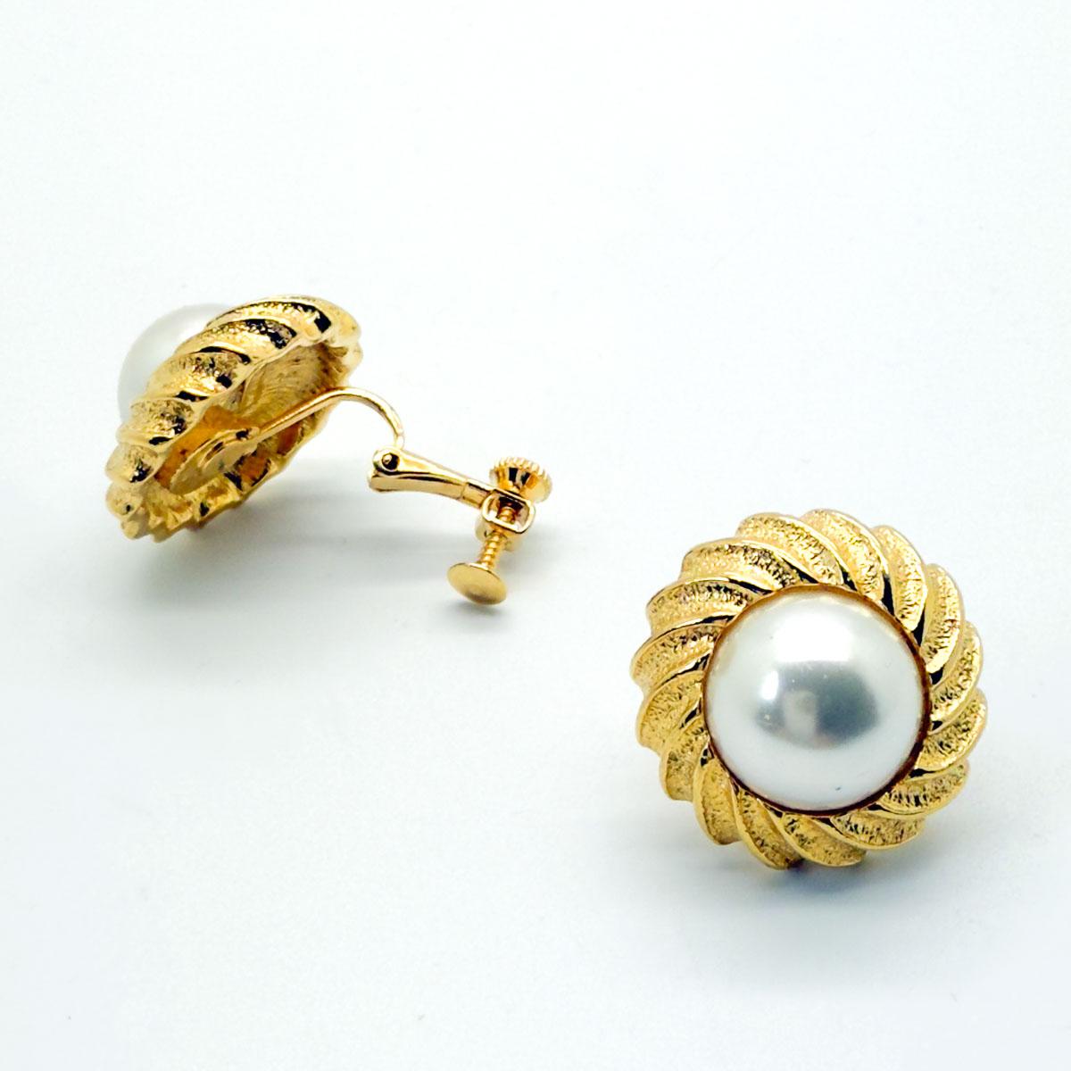 Pendientes vintage Napier de perlas onduladas años 80 en venta 1