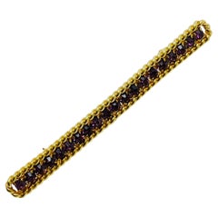 Vintage NAPIER signed gold tone amethyst crystals designer brooch