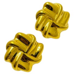 Boucles d'oreilles à clip vintage NAPIER signées, ton or, design/One