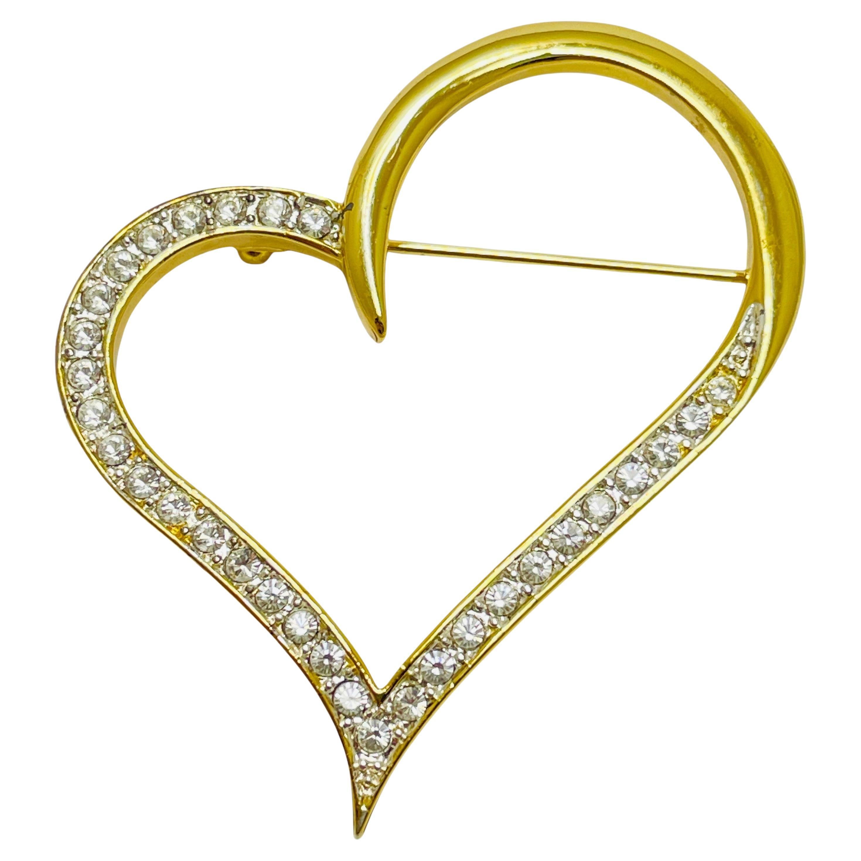 Designer-Brosche NAPIER, signiert, Goldton, Strass, Herz