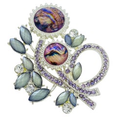 Spilla vintage firmata NAPIER in vetro con strass in tono argento