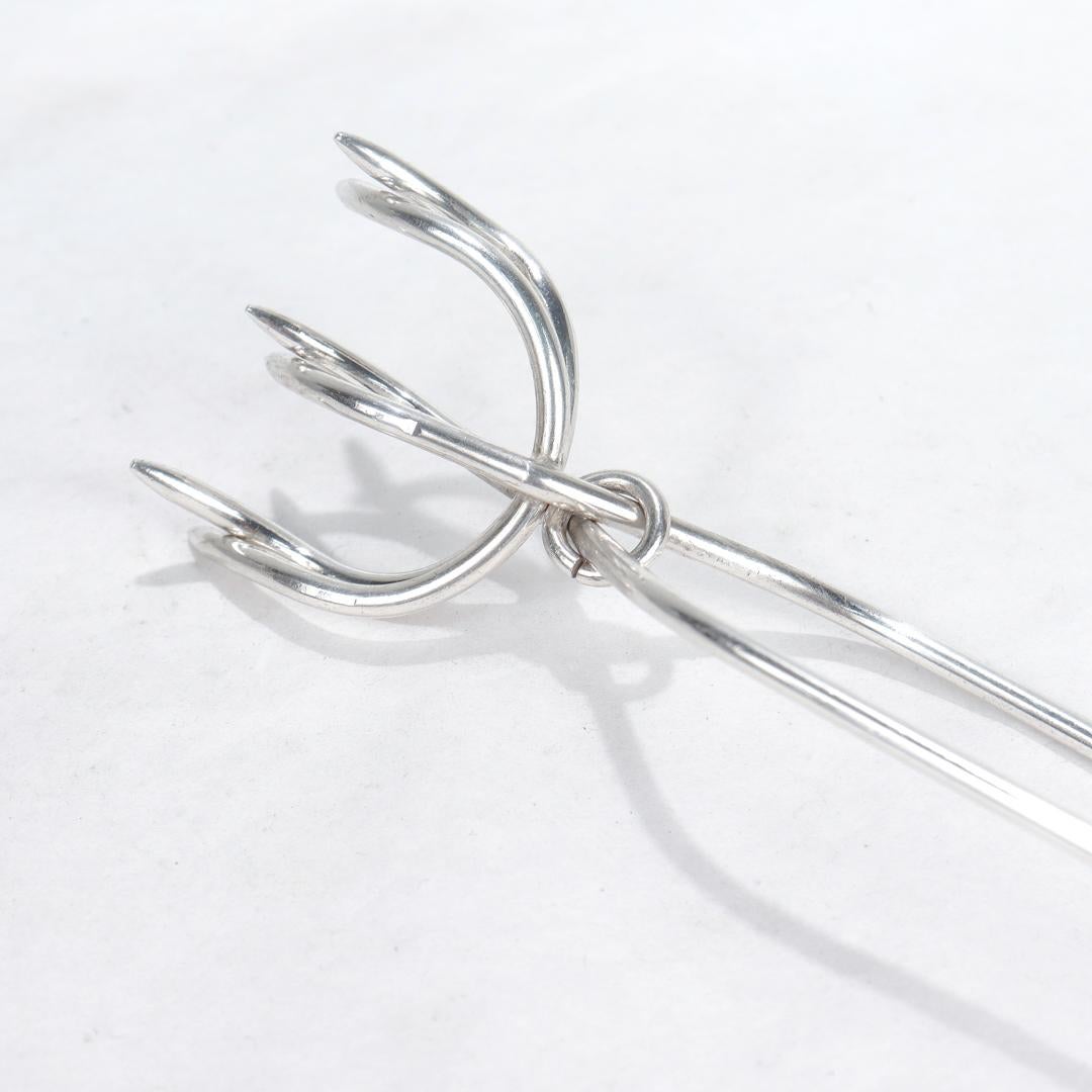 Vintage Napier Sterling Silver Ice Cube Tongs For Sale 4