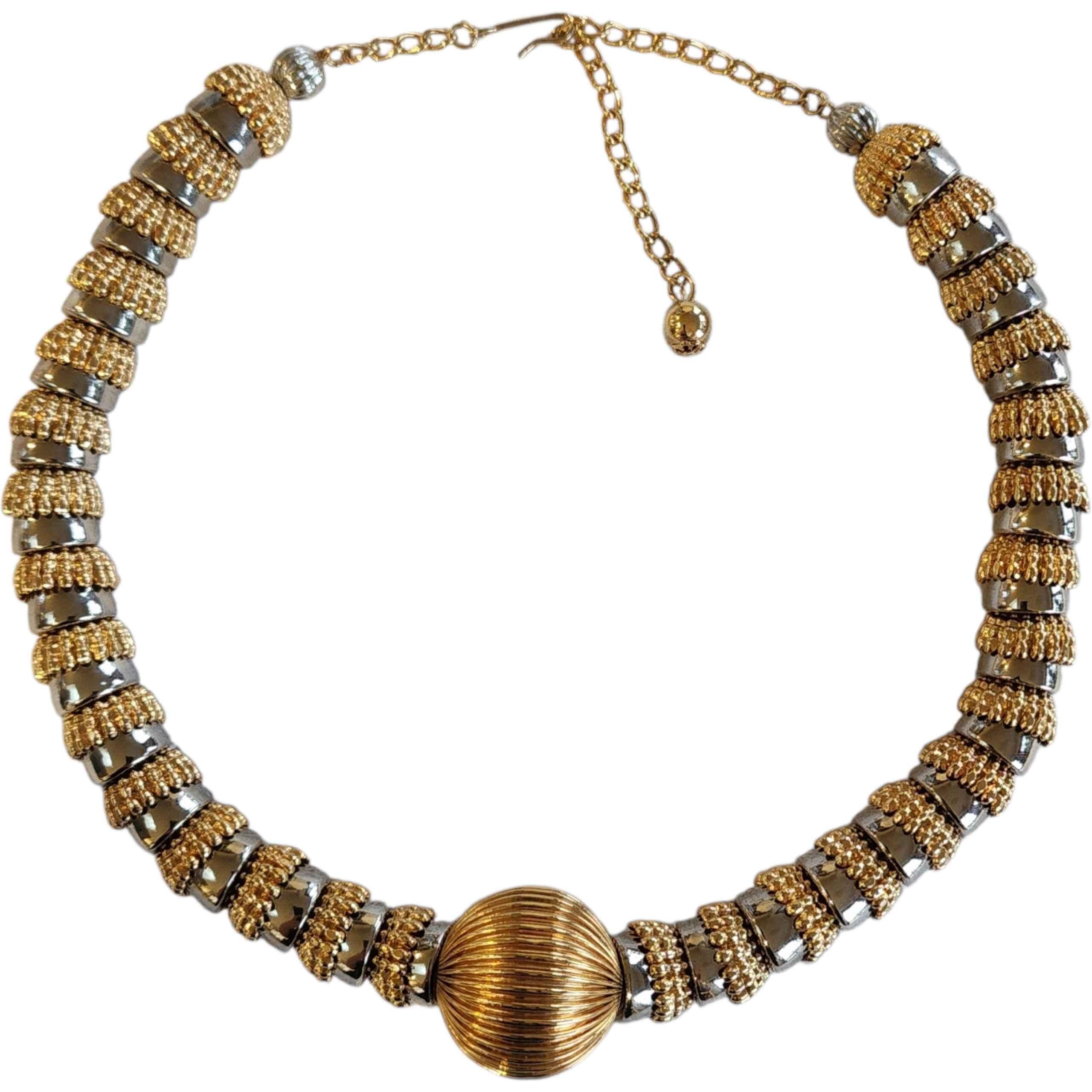 Rétro Collana con collare a due toni in oro e argento in stile Napier d'epoca in vendita