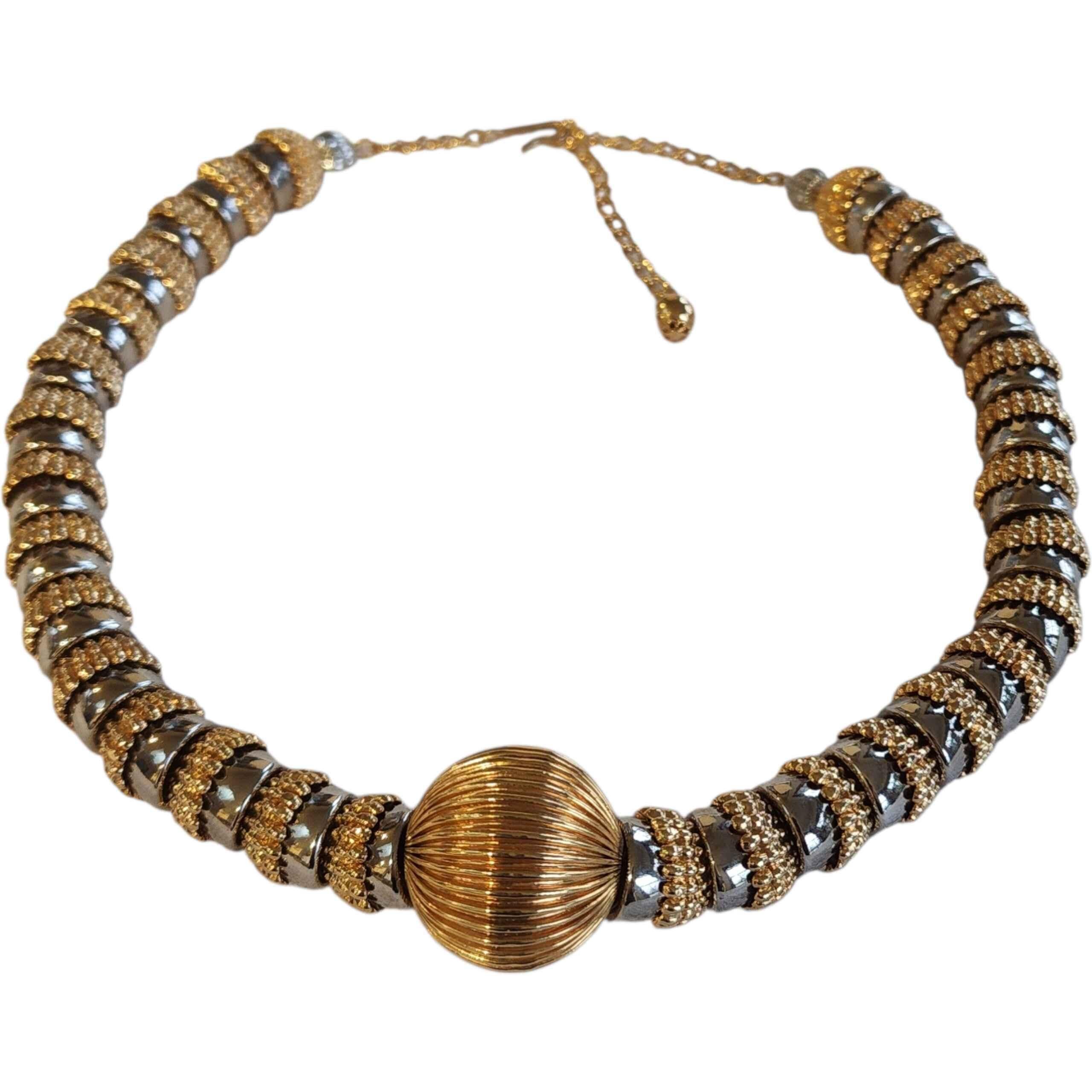 Perlina Collana con collare a due toni in oro e argento in stile Napier d'epoca in vendita