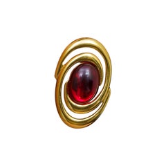 Vintage Napier Swirl Red Glass Ear clips