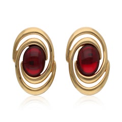 Vintage Napier Swirl Red Glass Ear clips