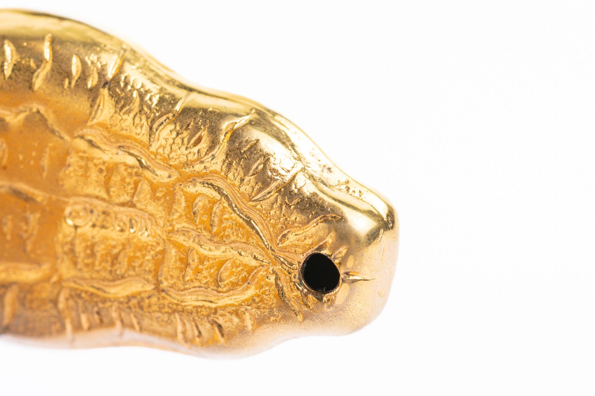 Vintage Napier Victorian Style Gold Metal Snake Bangle With A Turquoise en vente 1