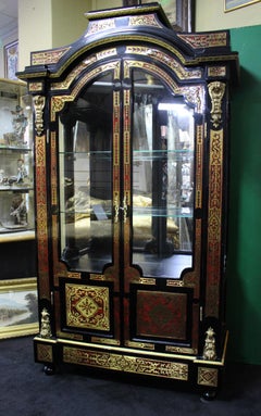 Vintage Napoleon III Style Boulle Display Vitrine Cabinet