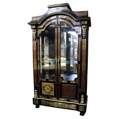 Vintage Napoleon III Style Boulle Display Vitrine Cabinet