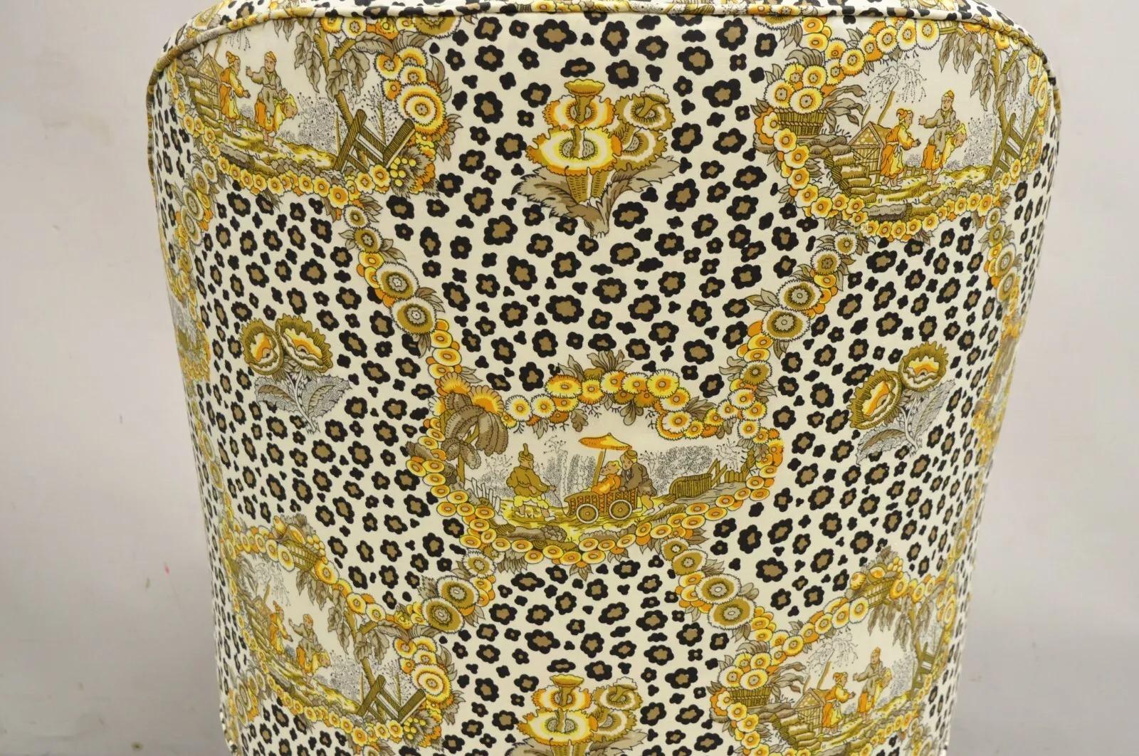 Vintage Napoleon III Tufted Slipper Lounge Chair w/ Leopard Chinoiserie Fabric en vente 3