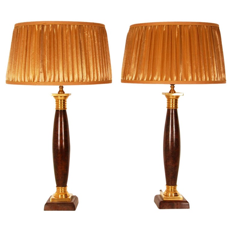 Pair of Pumpkin Shape Brass Table Lamps by Stiffel For Sale at 1stDibs