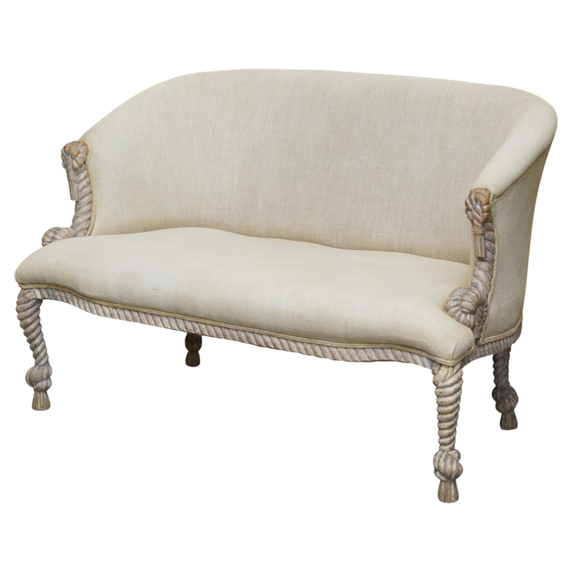 Conjunto de sofá de salón estilo Napoleón III con trenzado de cuerda, de ViNTAGE en venta