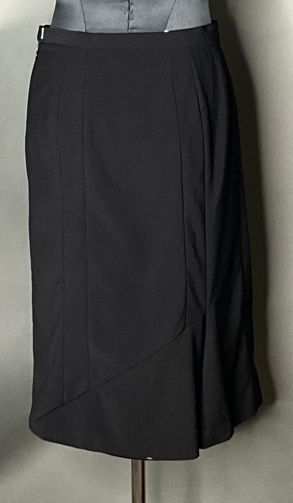 Vintage Narciso Rodriguez Black Wool Skirt In Good Condition For Sale In Lake Worth Beach, FL